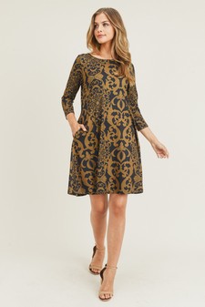 Women's Glamour Swirl Pattern A-Line Dress style 9