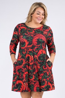 Women's Elegance 3/4 Sleeve A-Line Dress style 2