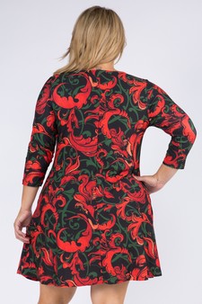 Women's Elegance 3/4 Sleeve A-Line Dress style 3