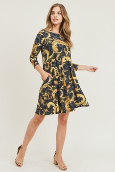 Women's Elegance 3/4 Sleeve A-Line Dress style 3