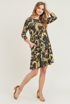 Women's Elegance 3/4 Sleeve A-Line Dress style 4