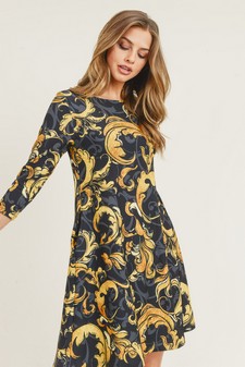 Women's Elegance 3/4 Sleeve A-Line Dress style 5