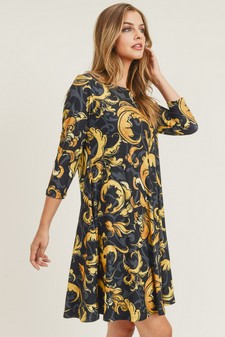 Women's Elegance 3/4 Sleeve A-Line Dress style 6