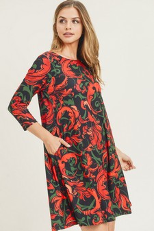 Women's Elegance 3/4 Sleeve A-Line Dress style 2