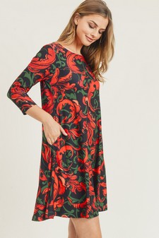 Women's Elegance 3/4 Sleeve A-Line Dress style 3