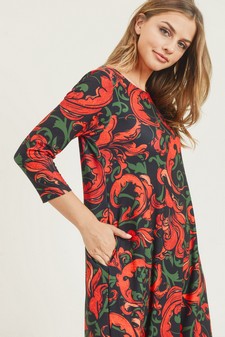 Women's Elegance 3/4 Sleeve A-Line Dress style 6