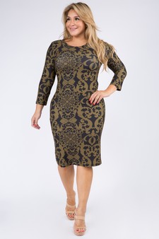Women's Swirl Pattern Midi Bodycon Dress style 4
