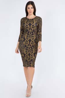 Women's Swirl Pattern Midi Bodycon Dress style 4