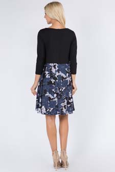 Women's Floral Colorblock A-Line Dress style 3