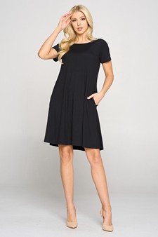 Women's Short Sleeve A-line Dress with Pockets style 5