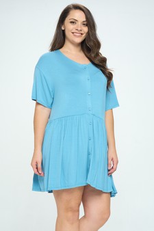 Women’s Stop and Flare Short Sleeved Button Dress style 2