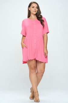 Women’s Stop and Flare Short Sleeved Button Dress style 5