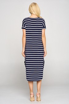 Women's Striped Curved Hem Midi Dress with Pockets style 5