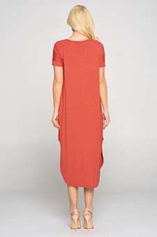Women's Casual Curved Hem Midi Dress with Pockets style 5