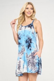 Women's Strappy Tie Dye Swing Dress with Pockets style 2