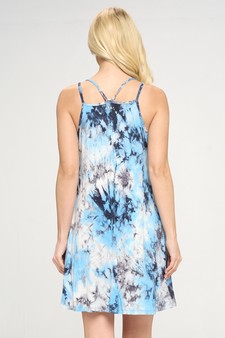 Women's Strappy Tie Dye Swing Dress with Pockets style 3