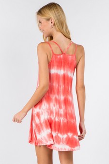 Women's Strappy Tie Dye Swing Dress with Pockets style 3