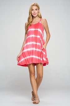 Women's Strappy Tie Dye Swing Dress with Pockets style 2