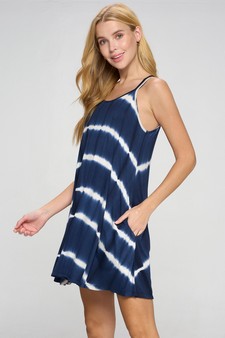 Women's Strappy Tie Dye Swing Dress with Pockets style 2