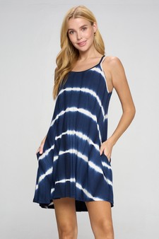 Women's Strappy Tie Dye Swing Dress with Pockets style 4