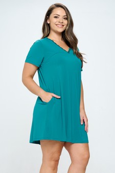 Women’s Lace Neckline Detail T-Shirt Dress style 2