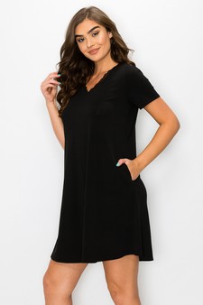 Women’s Lace Neckline Detail T-Shirt Dress style 2