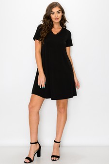 Women’s Lace Neckline Detail T-Shirt Dress style 4