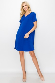 Women’s Lace Neckline Detail T-Shirt Dress style 4