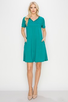 Women’s Lace Neckline Detail T-Shirt Dress style 4