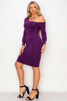 Women’s Half Heart Asymmetric Long Sleeve Mini Dress style 4