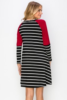 Women’s Hi-Line Color Block Striped Long Sleeve Dress style 3