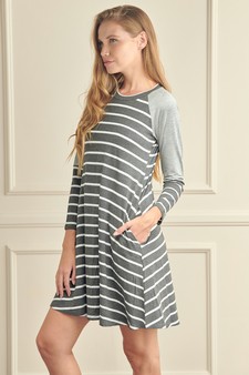 Women’s Hi-Line Color Block Striped Long Sleeve Dress style 2