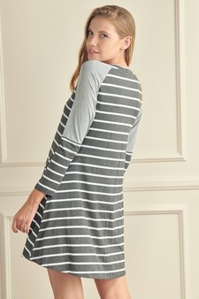 Women’s Hi-Line Color Block Striped Long Sleeve Dress style 3