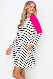 Women’s Hi-Line Color Block Striped Long Sleeve Dress style 2