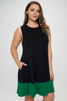 Women’s Sleeveless Dress w/ Colorblock Trim style 4