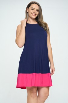 Women’s Sleeveless Dress w/ Colorblock Trim style 2