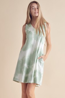 Women’s Fit and Flare V-Neck Tie Dye Dress
