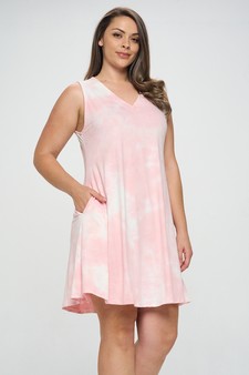 Women’s Fit and Flare V-Neck Tie Dye Dress style 2