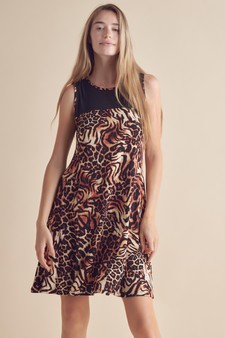 Women's Classy Cheetah Block A-line Dress
