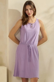 ETA 05/07/26 - French Terry Button Accent Drawstring Dress with Pockets (XL only)