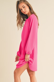 Women's V Cut Long Sleeve Shift Dress style 2