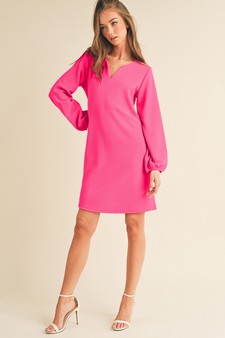 Women's V Cut Long Sleeve Shift Dress style 5