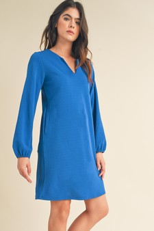 Women's V Cut Long Sleeve Shift Dress style 2