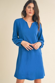 Women's V Cut Long Sleeve Shift Dress style 4