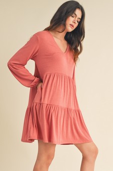 Women’s V-neck Tiered Ribbed Flowy Dress style 2