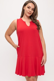 Effortless Flow Sleeveless Split Neck flounce hem Peach Skin Dress style 4