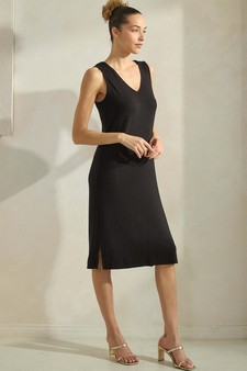 Women's Ribbed V-Neck Tank Dress style 3