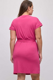 Women's Peach Skin Short Dress with Belt style 2