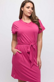 Women's Peach Skin Short Dress with Belt style 4