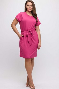Women's Peach Skin Short Dress with Belt style 5